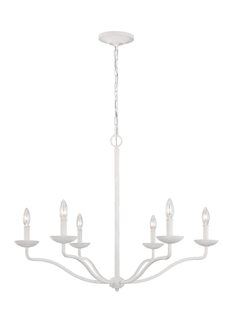 Visual Comfort Studio F3130/6PSW Six Light Chandelier, Plaster White
