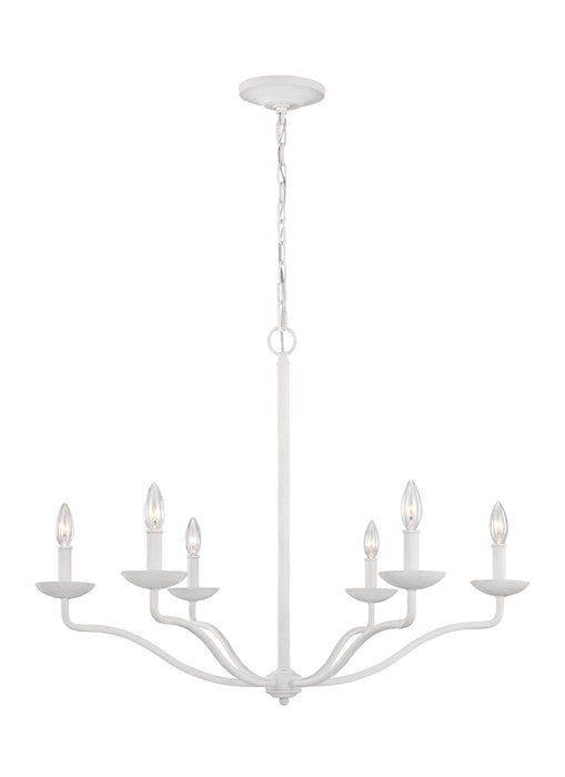 Visual Comfort Studio F3130/6PSW Six Light Chandelier, Plaster White