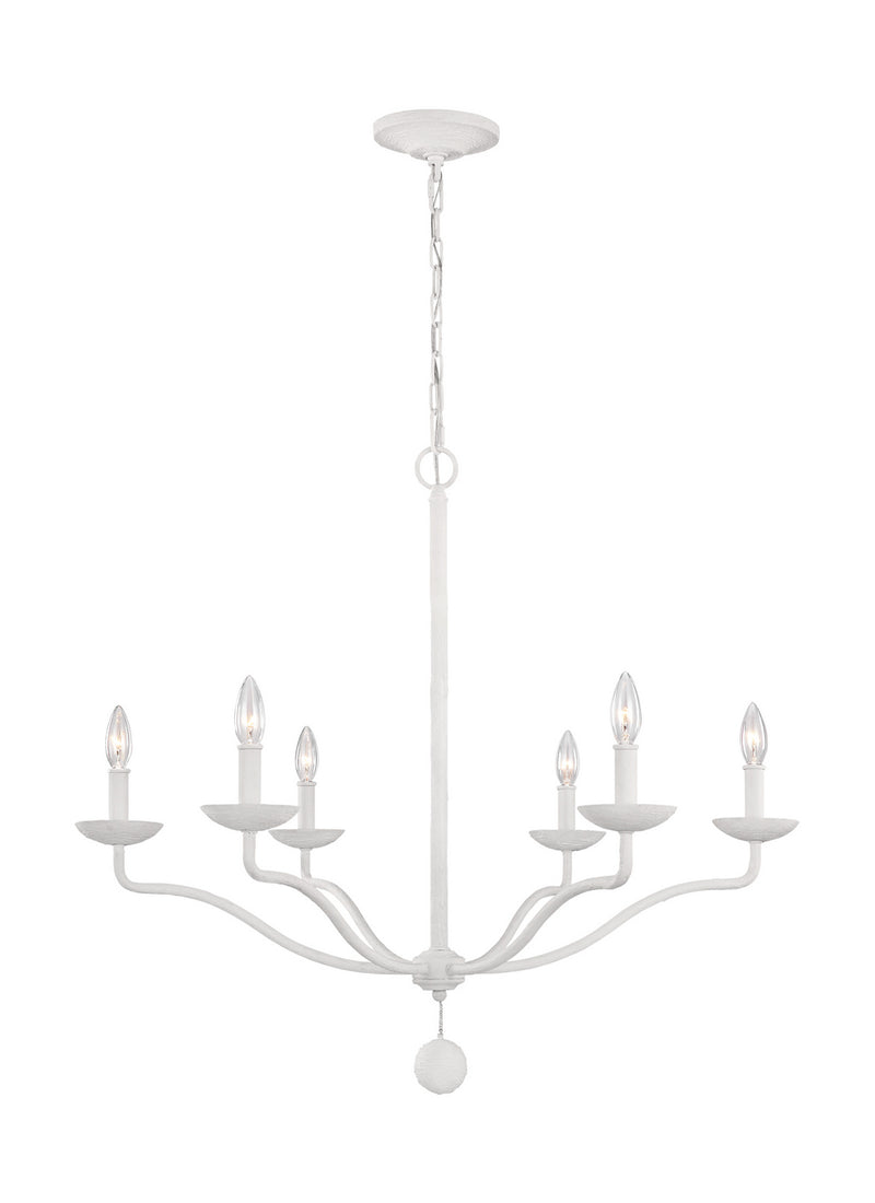 Visual Comfort Studio F3130/6PSW Six Light Chandelier, Plaster White