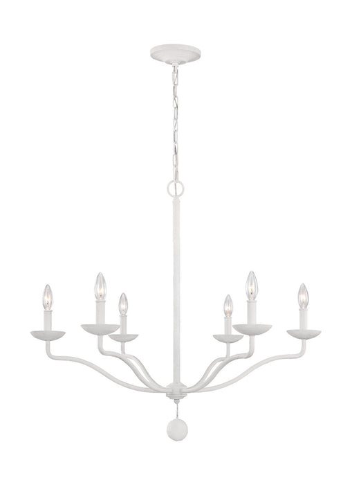 Visual Comfort Studio F3130/6PSW Six Light Chandelier, Plaster White