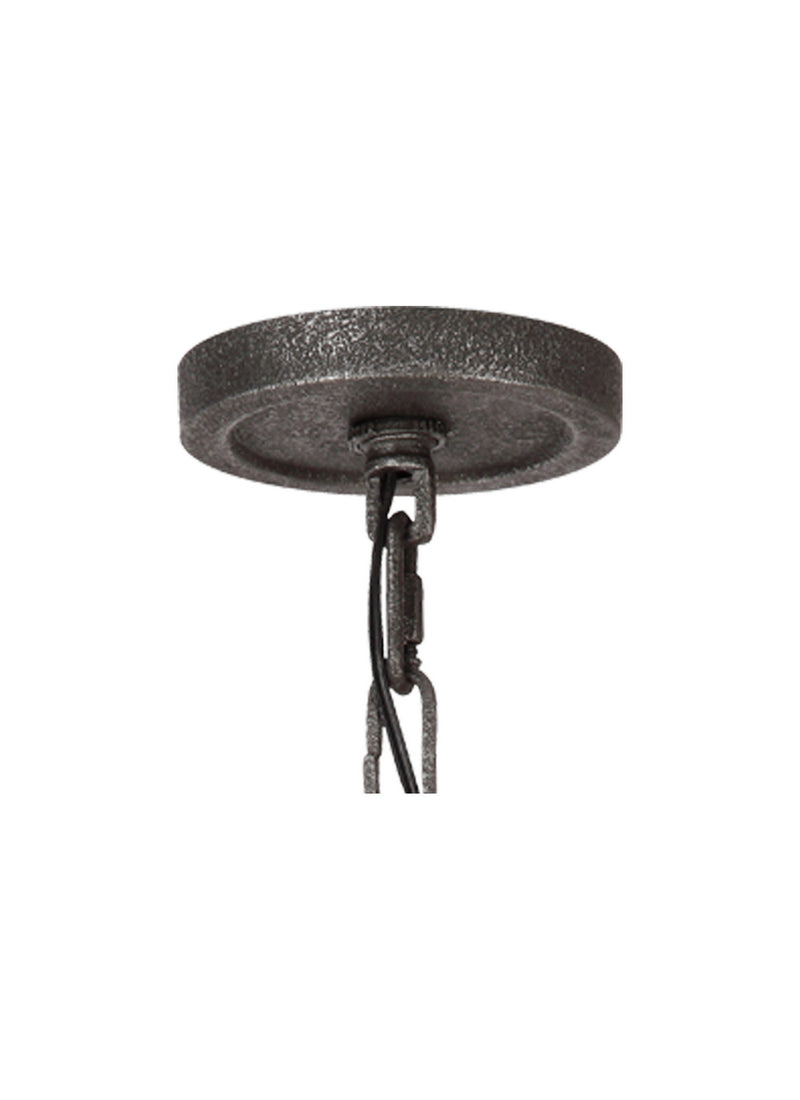 Visual Comfort Studio F3135/9DWK/SGM Nine Light Chandelier, Distressed Weathered Oak / Slate Grey Metal