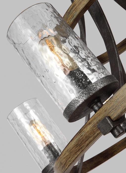 Visual Comfort Studio F3135/9DWK/SGM Nine Light Chandelier, Distressed Weathered Oak / Slate Grey Metal