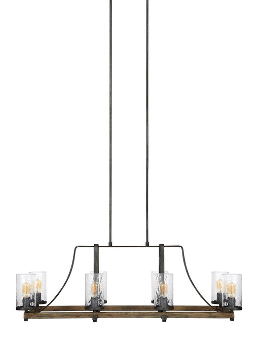 Visual Comfort Studio F3136/8DWK/SGM Eight Light Island Chandelier, Distressed Weathered Oak / Slate Grey Metal
