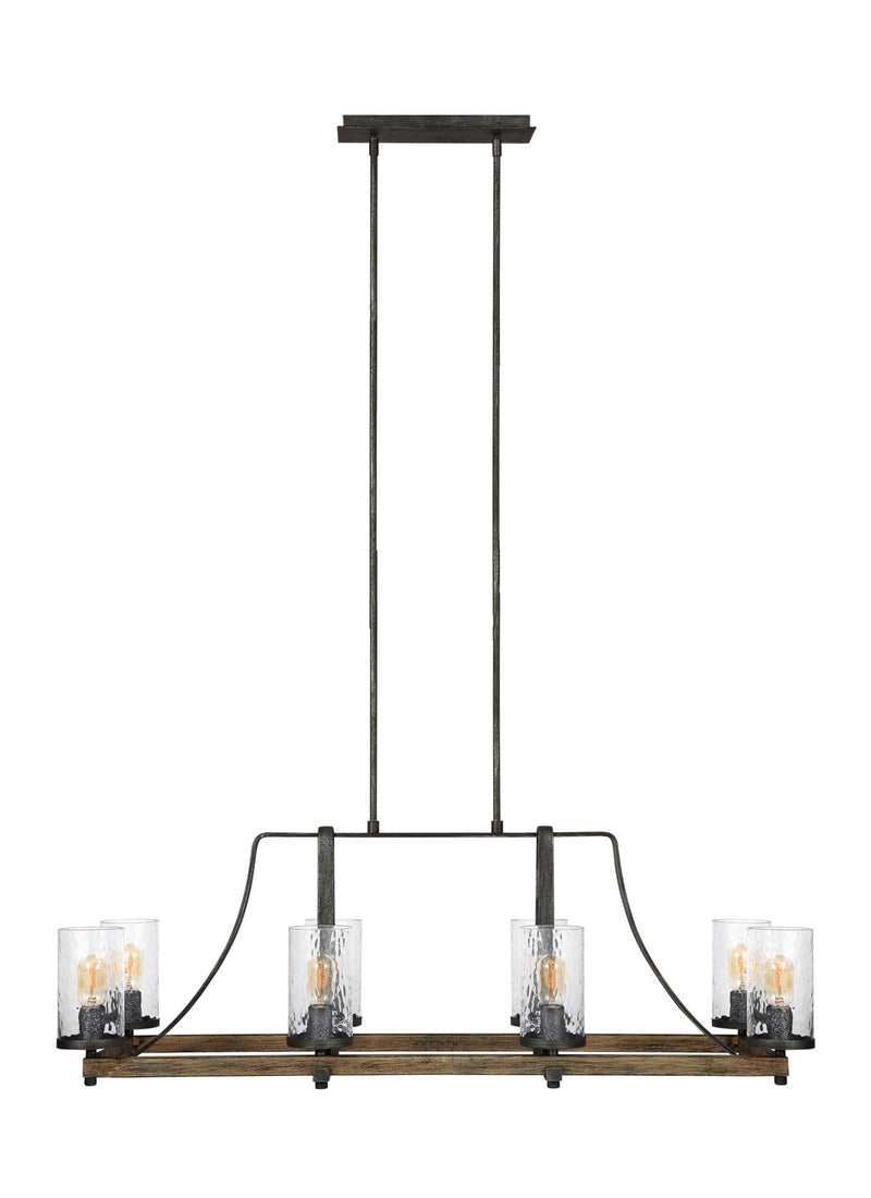 Visual Comfort Studio F3136/8DWK/SGM Eight Light Island Chandelier, Distressed Weathered Oak / Slate Grey Metal