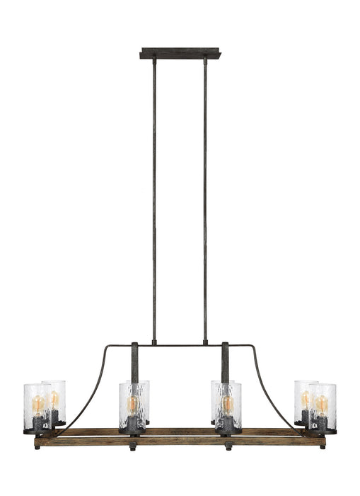 Visual Comfort Studio F3136/8DWK/SGM Eight Light Island Chandelier, Distressed Weathered Oak / Slate Grey Metal