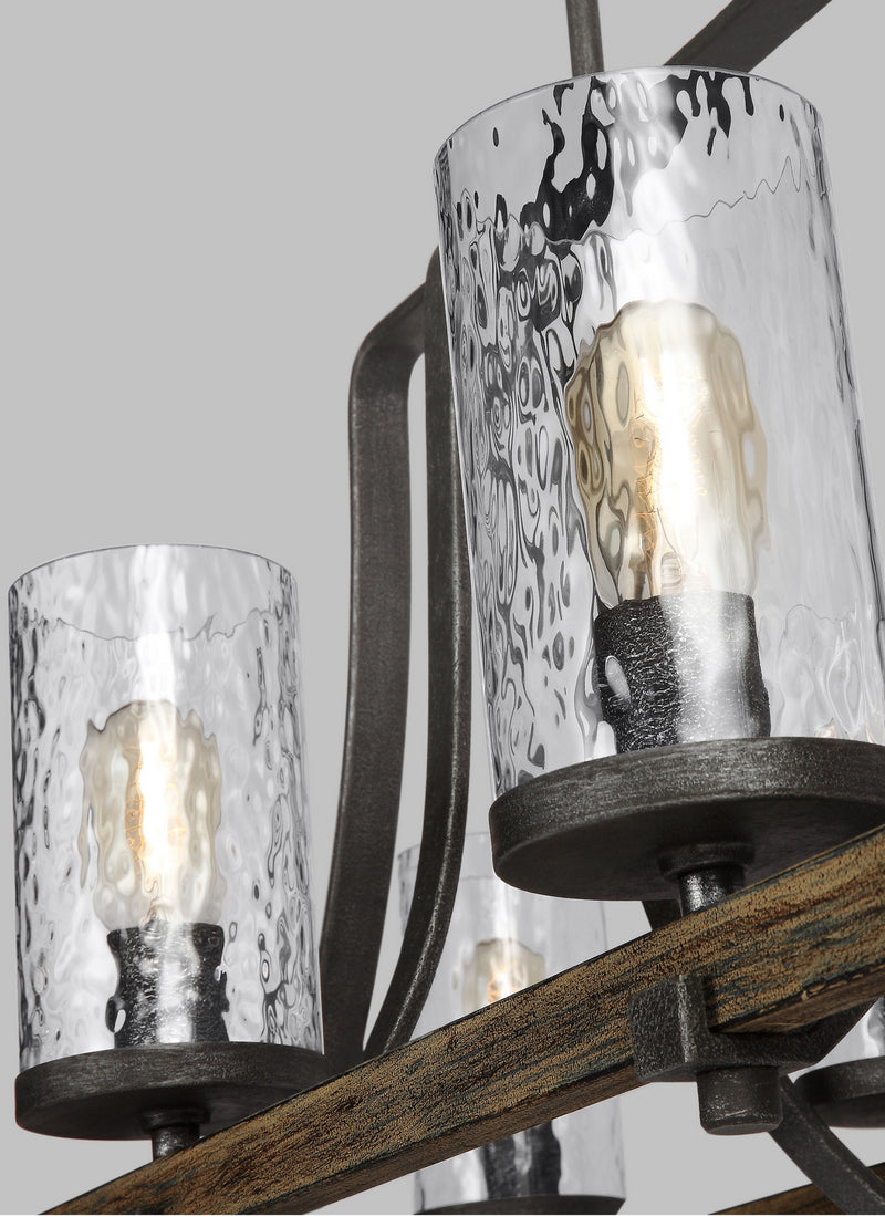 Visual Comfort Studio F3136/8DWK/SGM Eight Light Island Chandelier, Distressed Weathered Oak / Slate Grey Metal