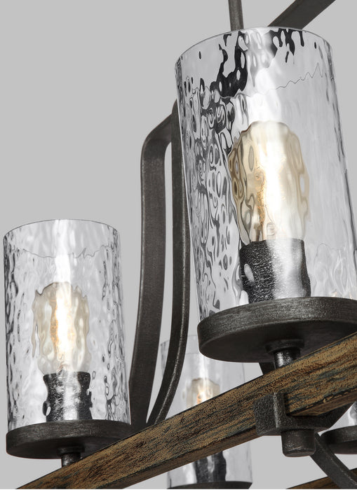 Visual Comfort Studio F3136/8DWK/SGM Eight Light Island Chandelier, Distressed Weathered Oak / Slate Grey Metal