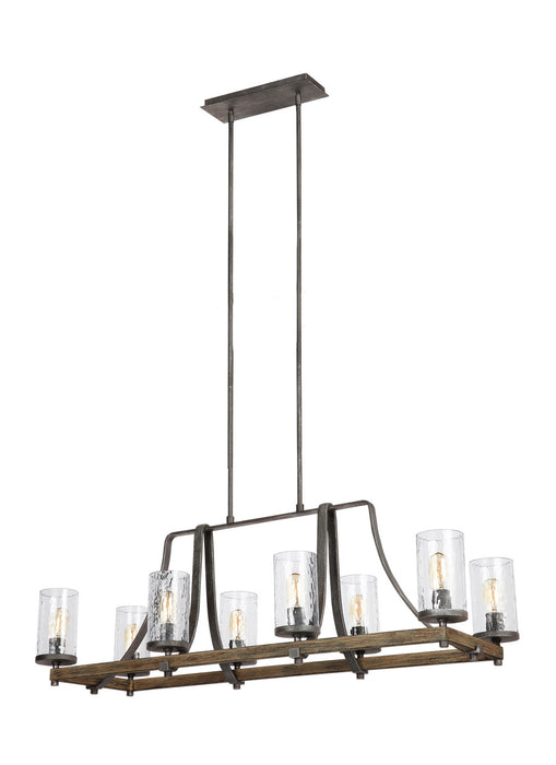Visual Comfort Studio F3136/8DWK/SGM Eight Light Island Chandelier, Distressed Weathered Oak / Slate Grey Metal