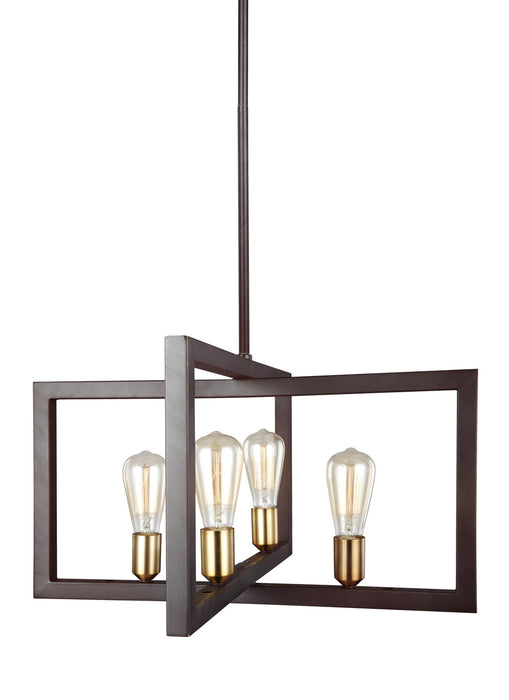 Visual Comfort Studio F3145/4NWB Four Light Chandelier, New World Bronze