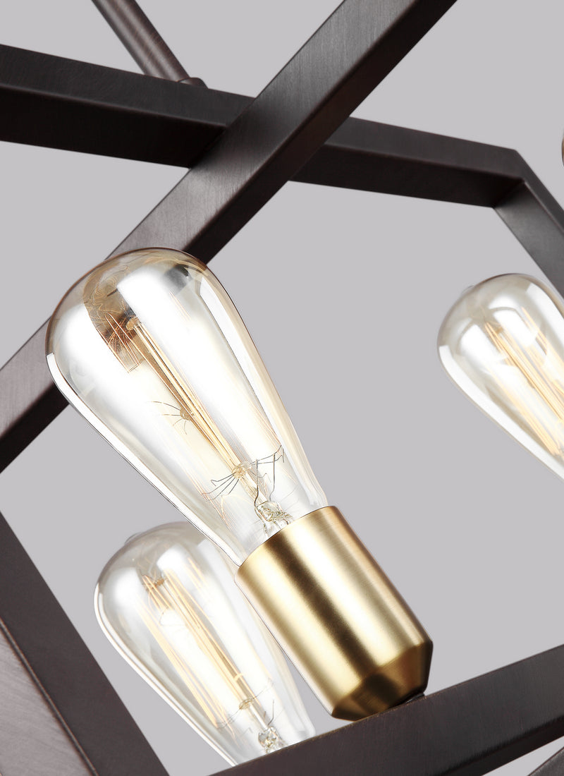 Visual Comfort Studio F3145/4NWB Four Light Chandelier, New World Bronze