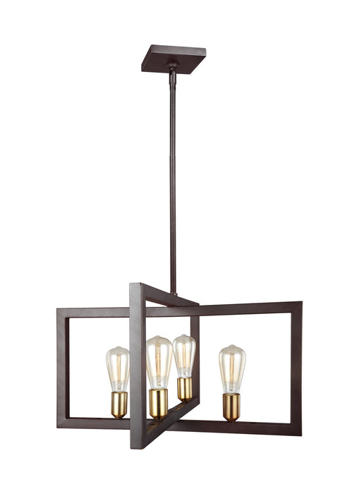 Visual Comfort Studio F3145/4NWB Four Light Chandelier, New World Bronze