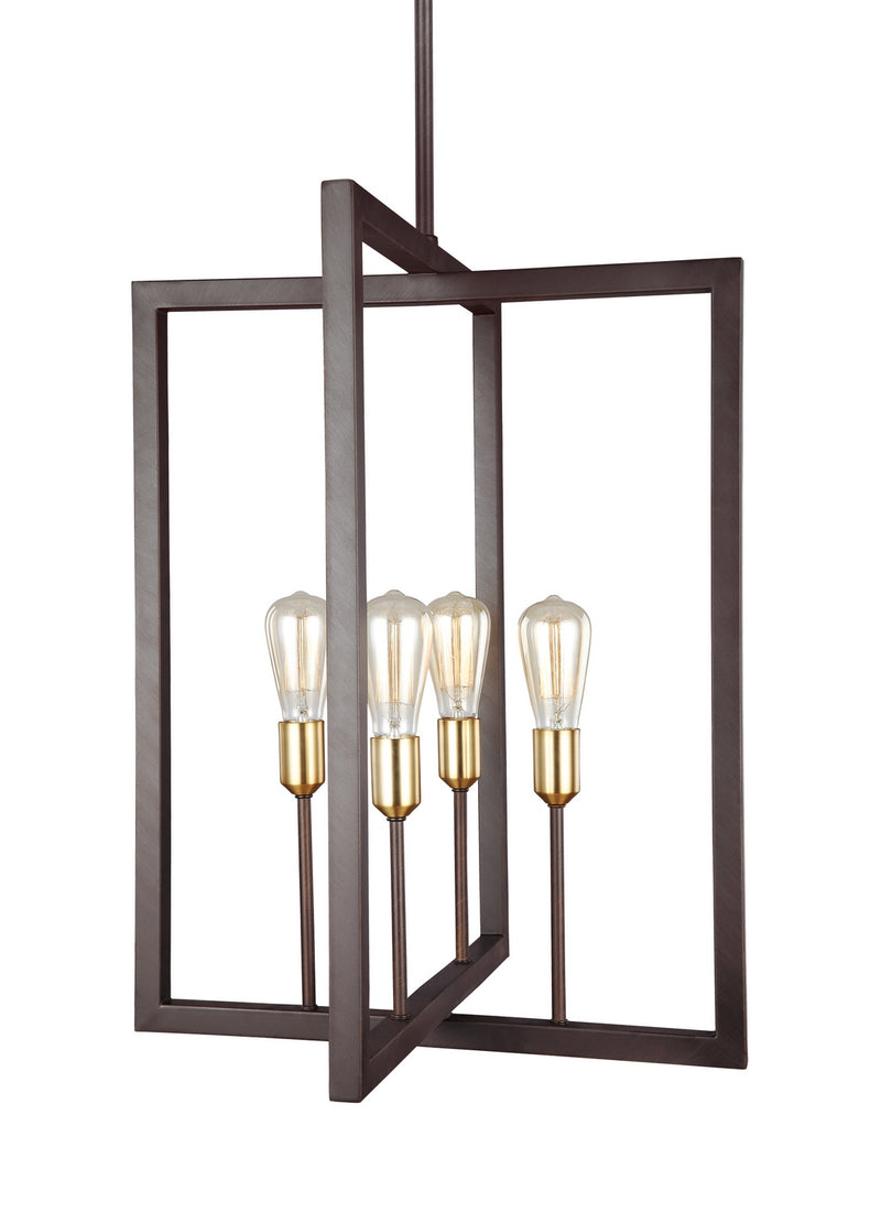 Visual Comfort Studio F3146/4NWB Four Light Chandelier, New World Bronze
