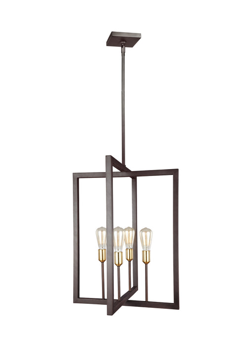 Visual Comfort Studio F3146/4NWB Four Light Chandelier, New World Bronze