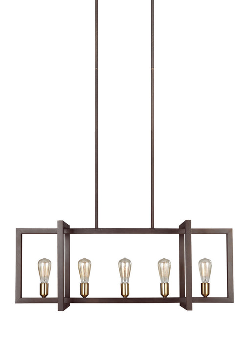 Visual Comfort Studio F3147/5NWB Five Light Island Chandelier, New World Bronze