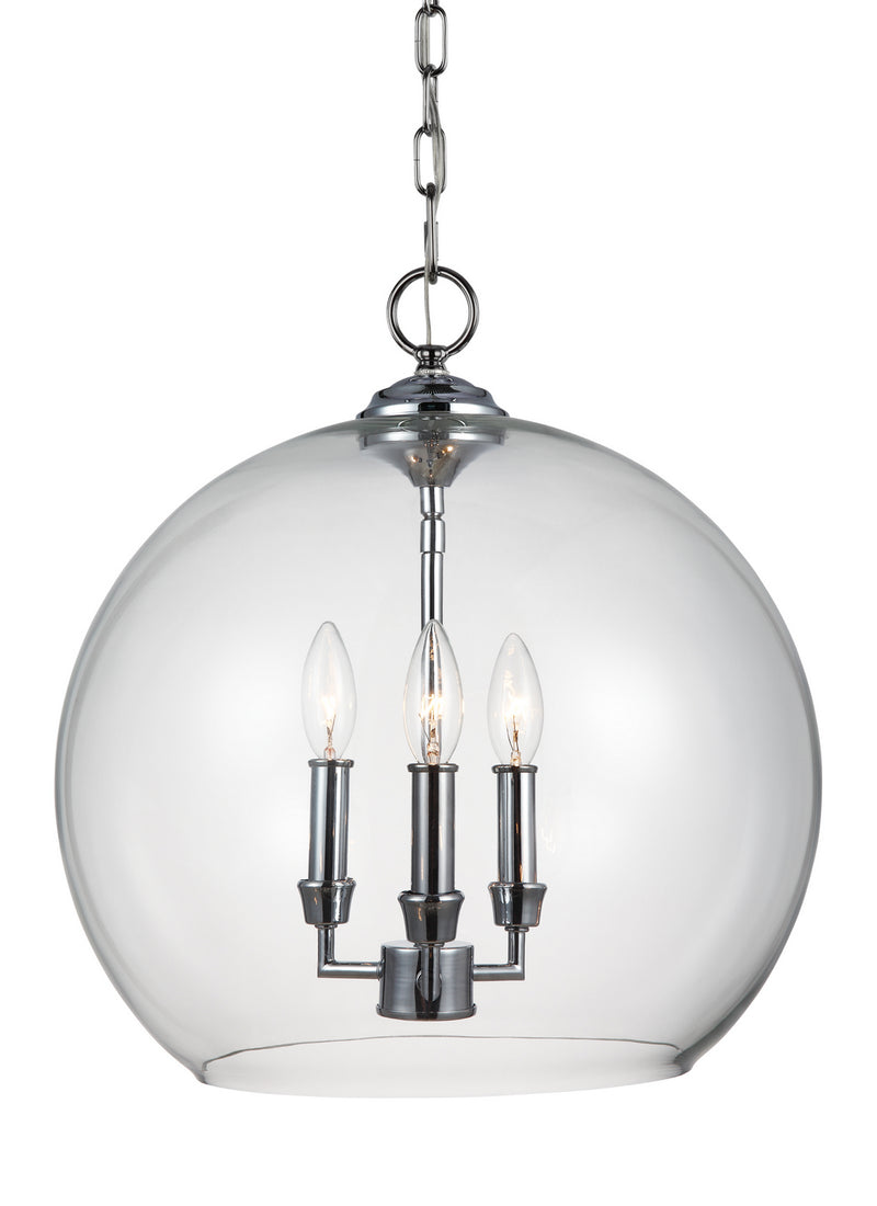 Visual Comfort Studio F3155/3CH Three Light Pendant, Chrome