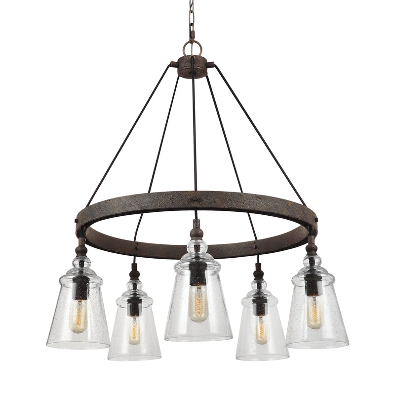Generation Lighting F3169/5DWI Five Light Chandelier, Dark Weathered Iron