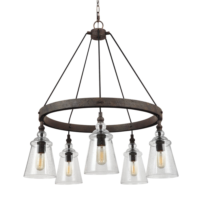 Generation Lighting F3169/5DWI Five Light Chandelier, Dark Weathered Iron