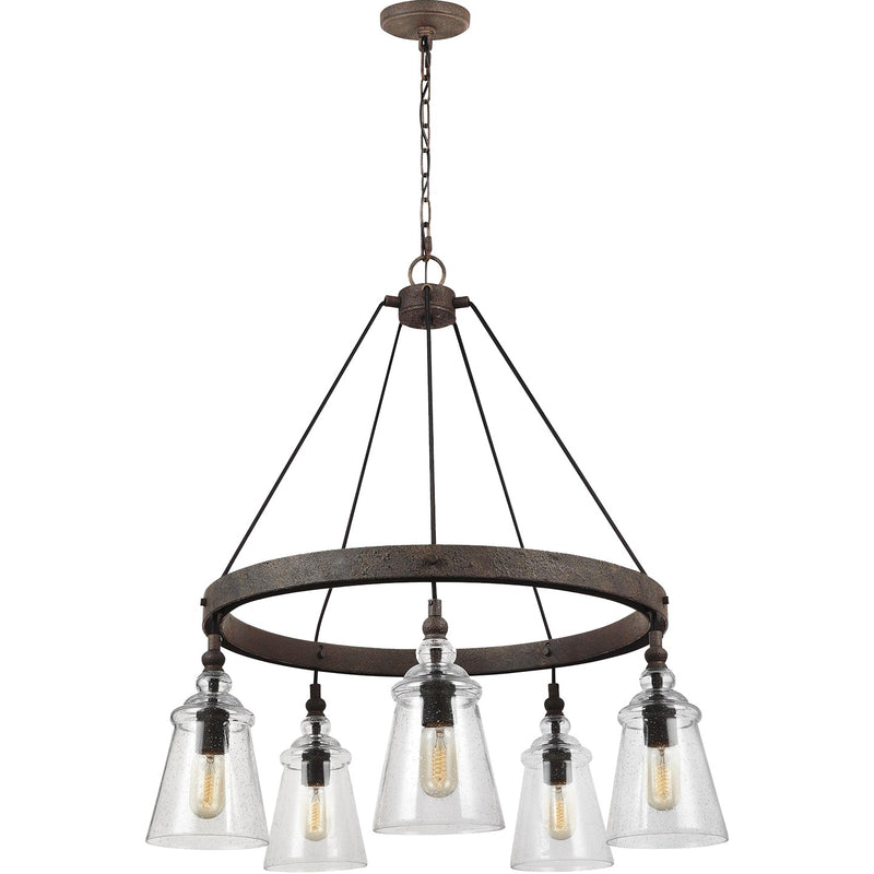Generation Lighting F3169/5DWI Five Light Chandelier, Dark Weathered Iron
