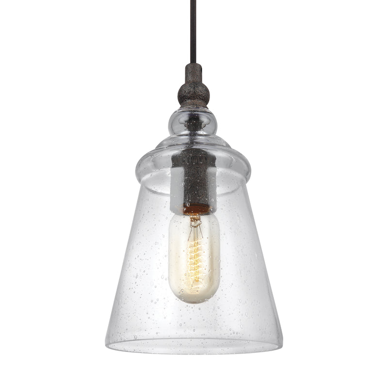 Generation Lighting P1449DWI One Light Pendant, Dark Weathered Iron
