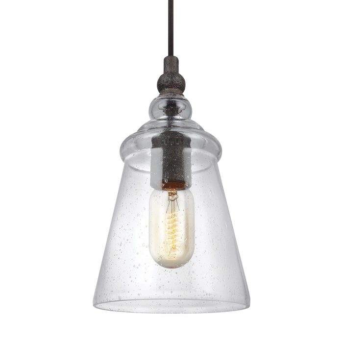 Generation Lighting P1449DWI One Light Pendant, Dark Weathered Iron