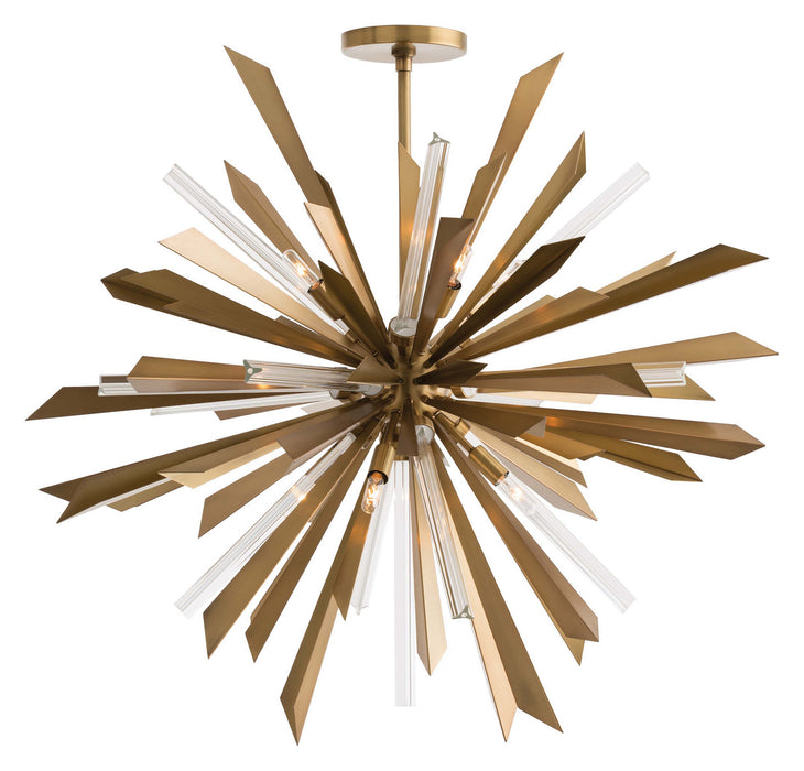 Arteriors 89029 Eight Light Chandelier, Antique Brass