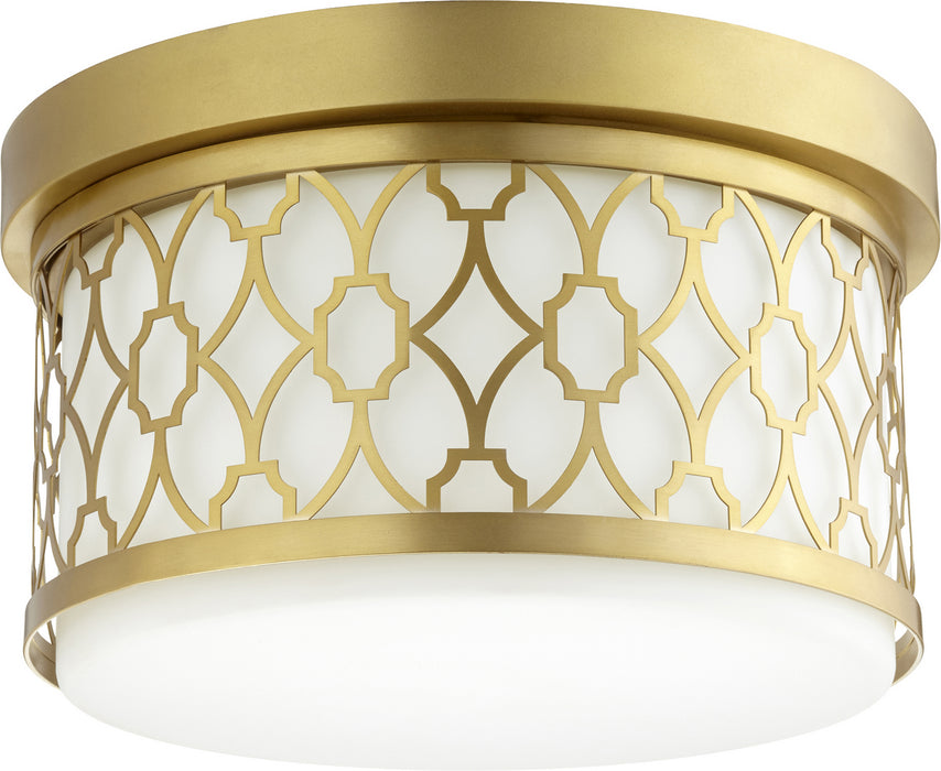 Quorum 344-12-80 Two Light Ceiling Mount, Aged Brass