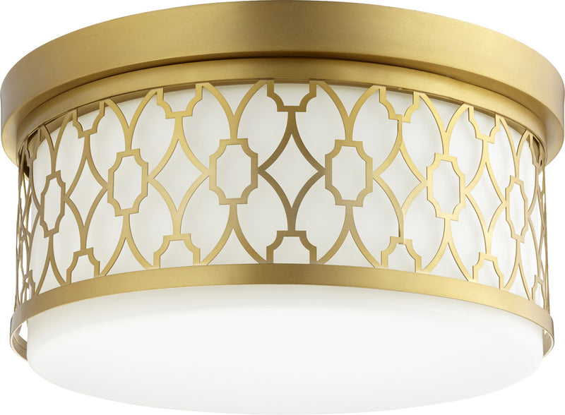 Quorum 344-14-80 Three Light Ceiling Mount, Aged Brass