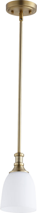 Quorum 3811-80 One Light Pendant, Aged Brass