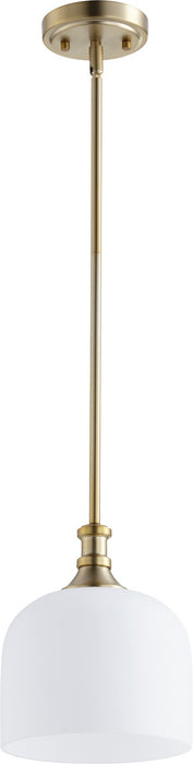 Quorum 3911-80 One Light Pendant, Aged Brass