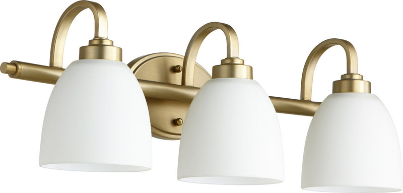 Quorum 5060-3-180 Three Light Vanity, Aged Brass