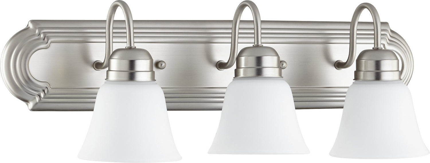 Quorum 5094-3-65 Three Light Vanity, Satin Nickel w/ Satin Opal