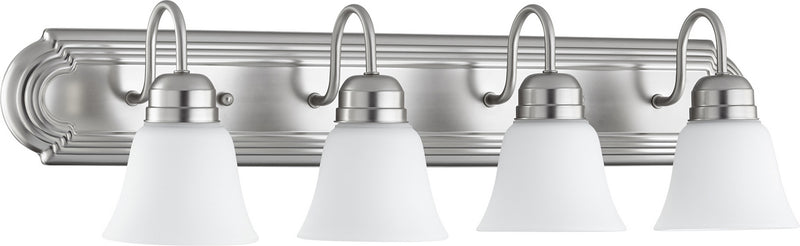 Quorum 5094-4-65 Four Light Vanity, Satin Nickel w/ Satin Opal