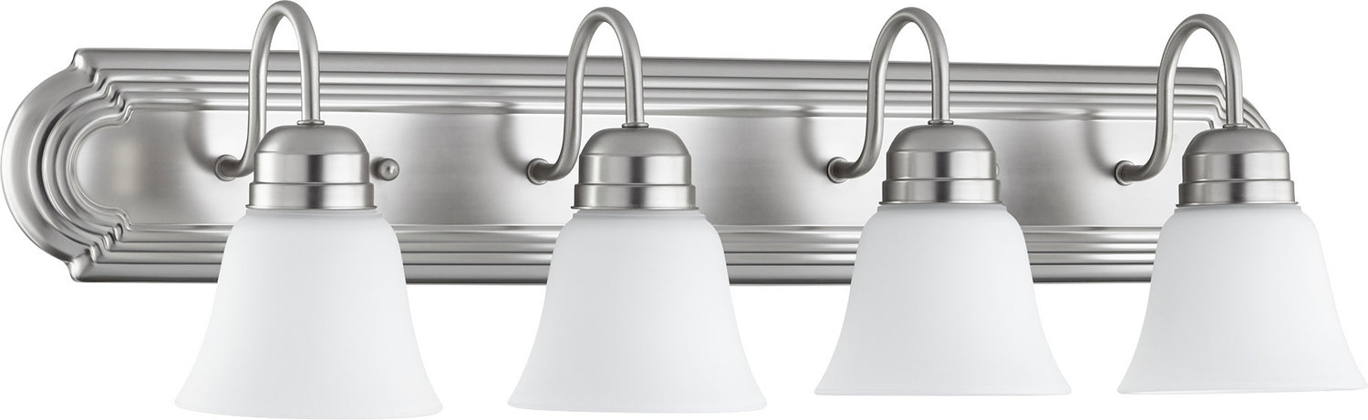 Quorum 5094-4-65 Four Light Vanity, Satin Nickel w/ Satin Opal