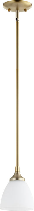 Quorum 3059-80 One Light Pendant, Aged Brass