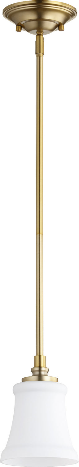 Quorum 3122-80 One Light Pendant, Aged Brass