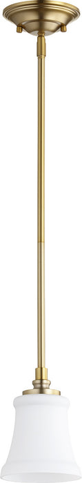 Quorum 3122-80 One Light Pendant, Aged Brass