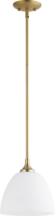 Quorum 3159-80 One Light Pendant, Aged Brass