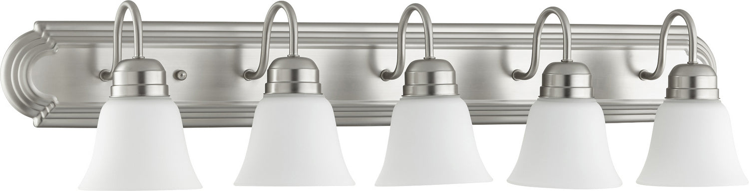 Quorum 5094-5-65 Five Light Vanity, Satin Nickel w/ Satin Opal