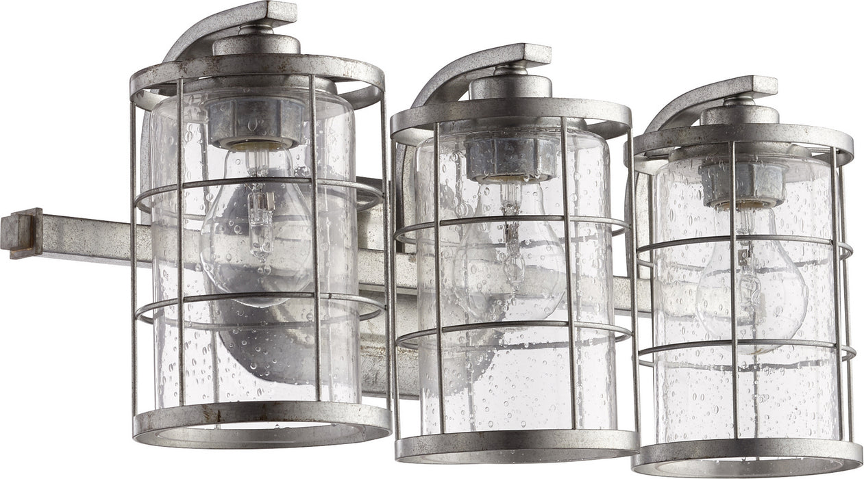 Quorum 5364-3-7 Three Light Vanity, Tumbled Steel