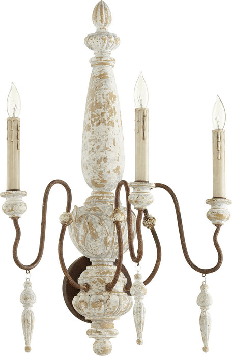 Quorum 5552-3-156 Three Light Wall Mount, Manchester Grey w/ Rust Accents