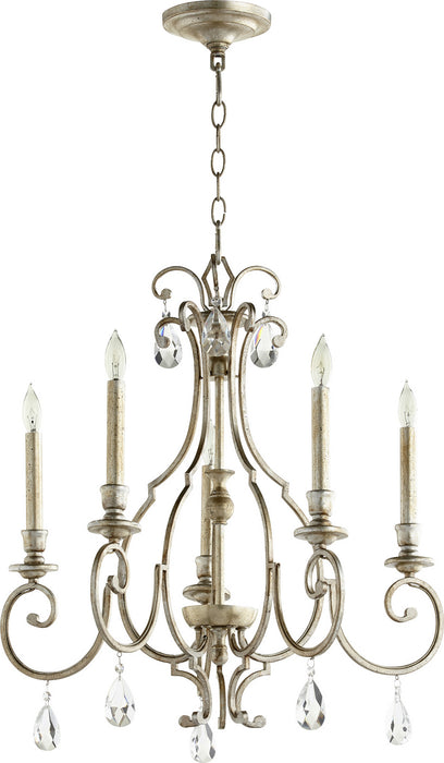 Quorum 6014-5-60 Five Light Chandelier, Aged Silver Leaf