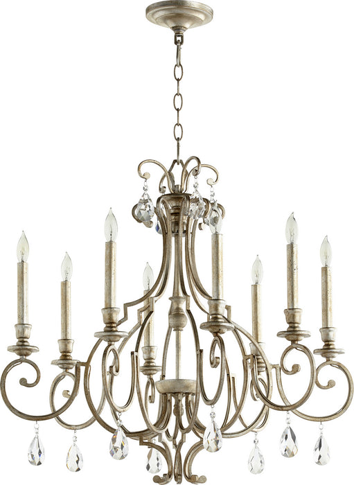 Quorum 6014-8-60 Eight Light Chandelier, Aged Silver Leaf