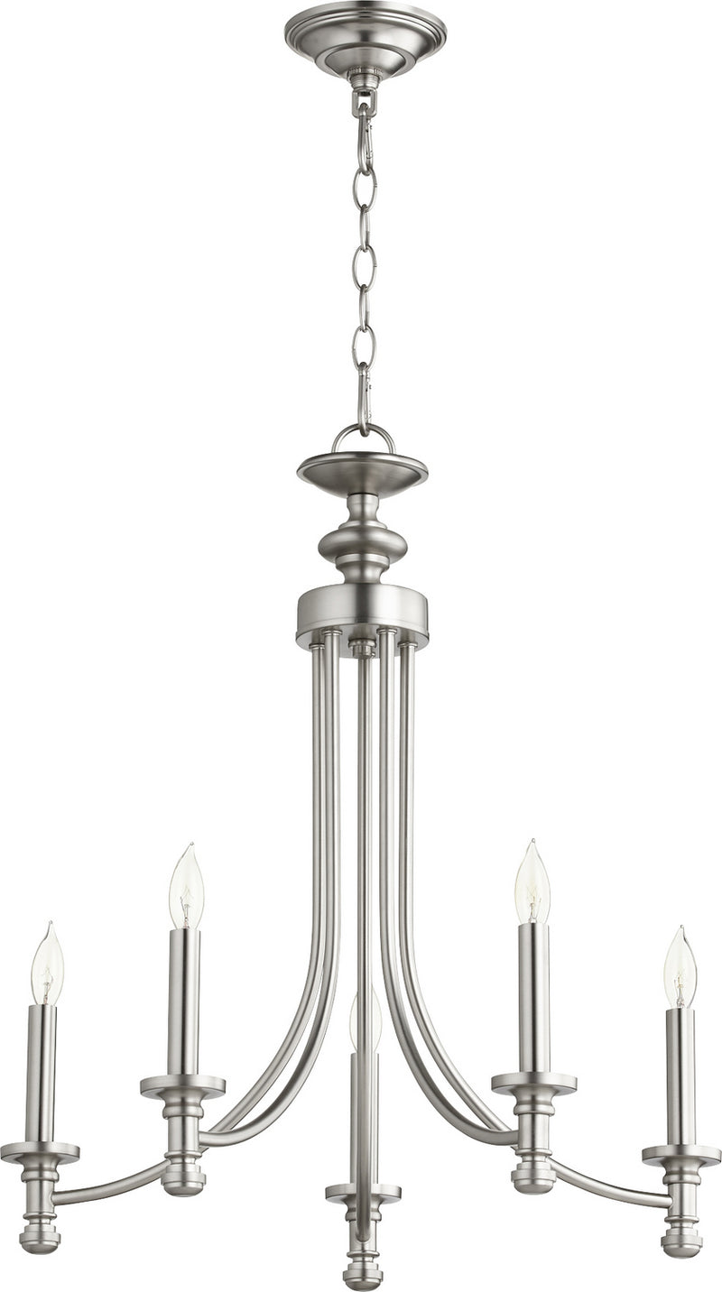 Quorum 6022-5-65 Five Light Chandelier, Satin Nickel