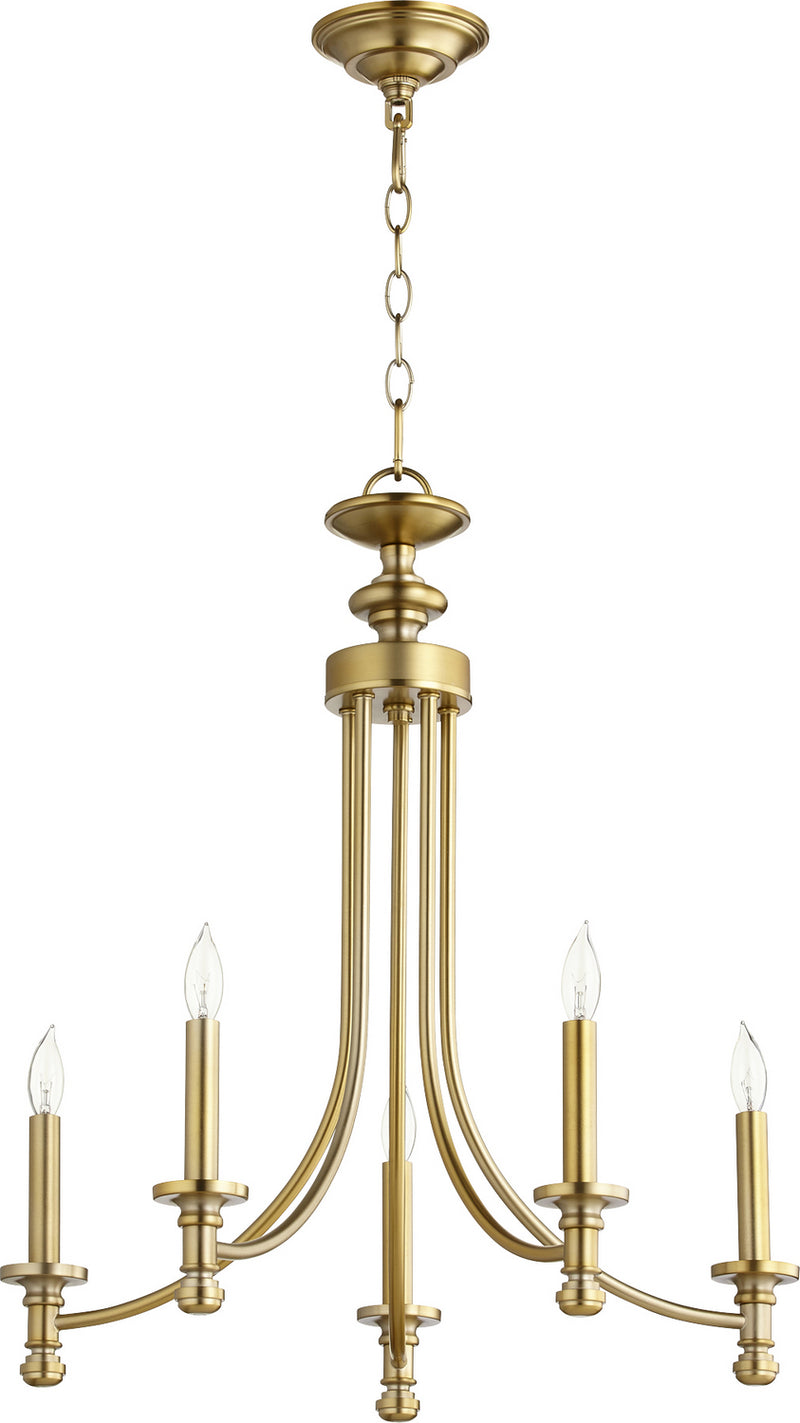 Quorum 6022-5-80 Five Light Chandelier, Aged Brass