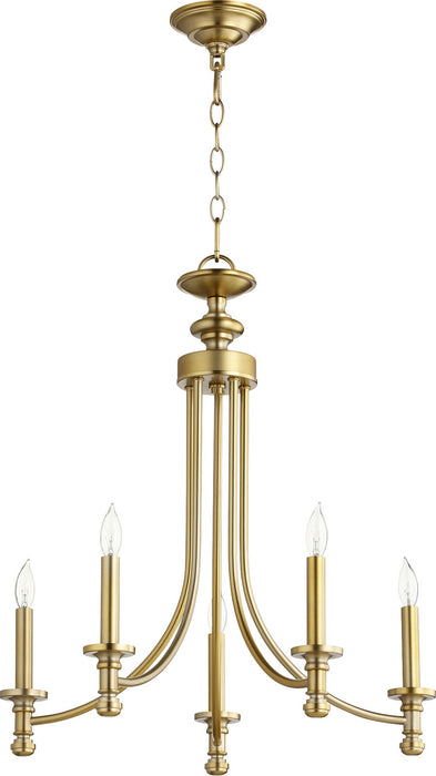 Quorum 6022-5-80 Five Light Chandelier, Aged Brass