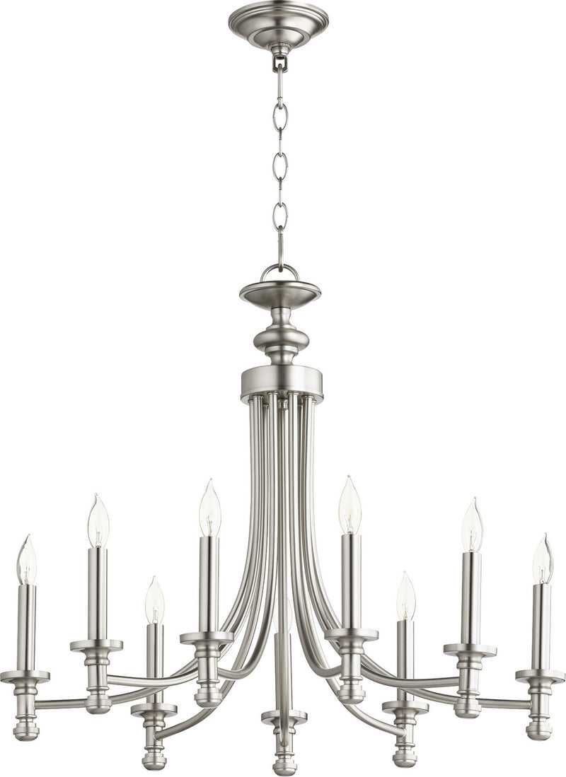 Quorum 6022-9-65 Nine Light Chandelier, Satin Nickel