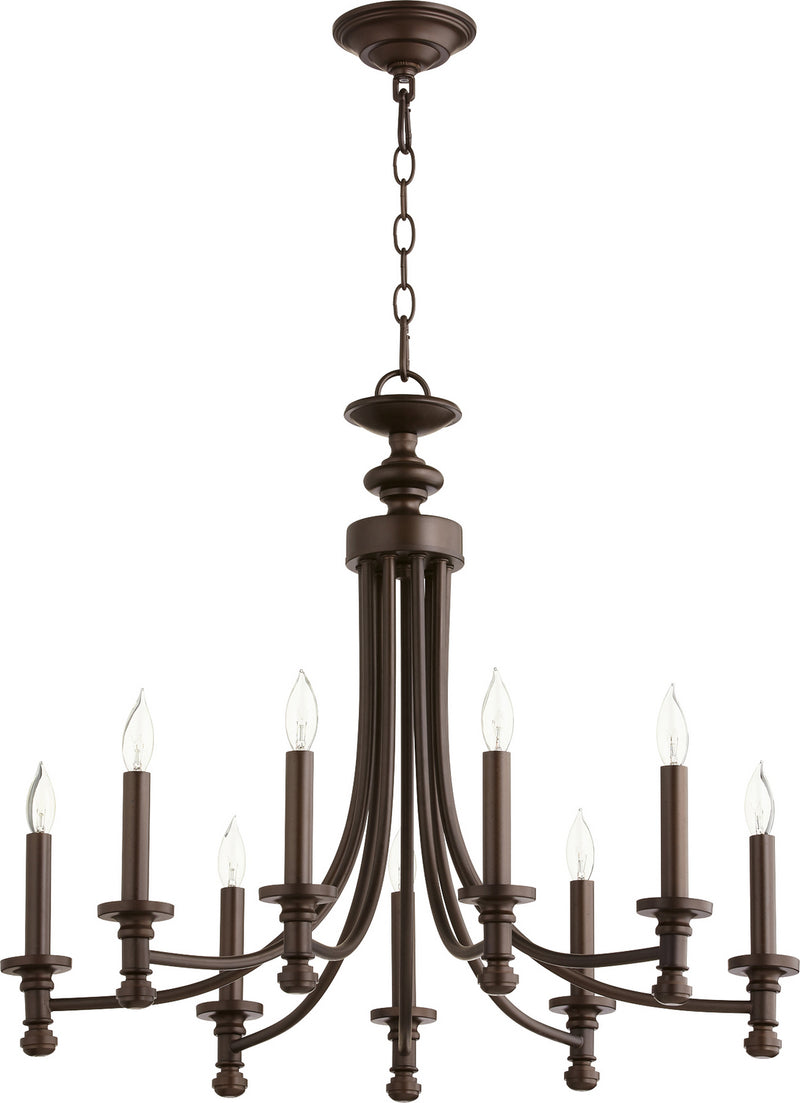 Quorum 6022-9-86 Nine Light Chandelier, Oiled Bronze