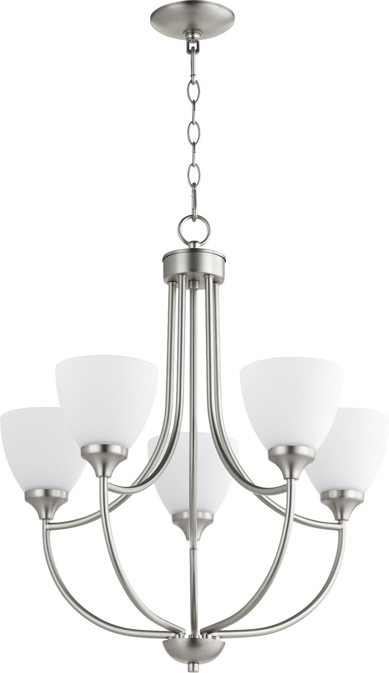 Quorum 6059-5-65 Five Light Chandelier, Satin Nickel
