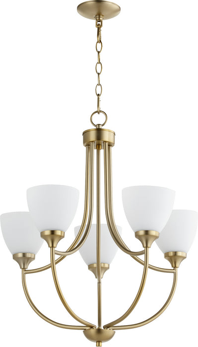 Quorum 6059-5-80 Five Light Chandelier, Aged Brass
