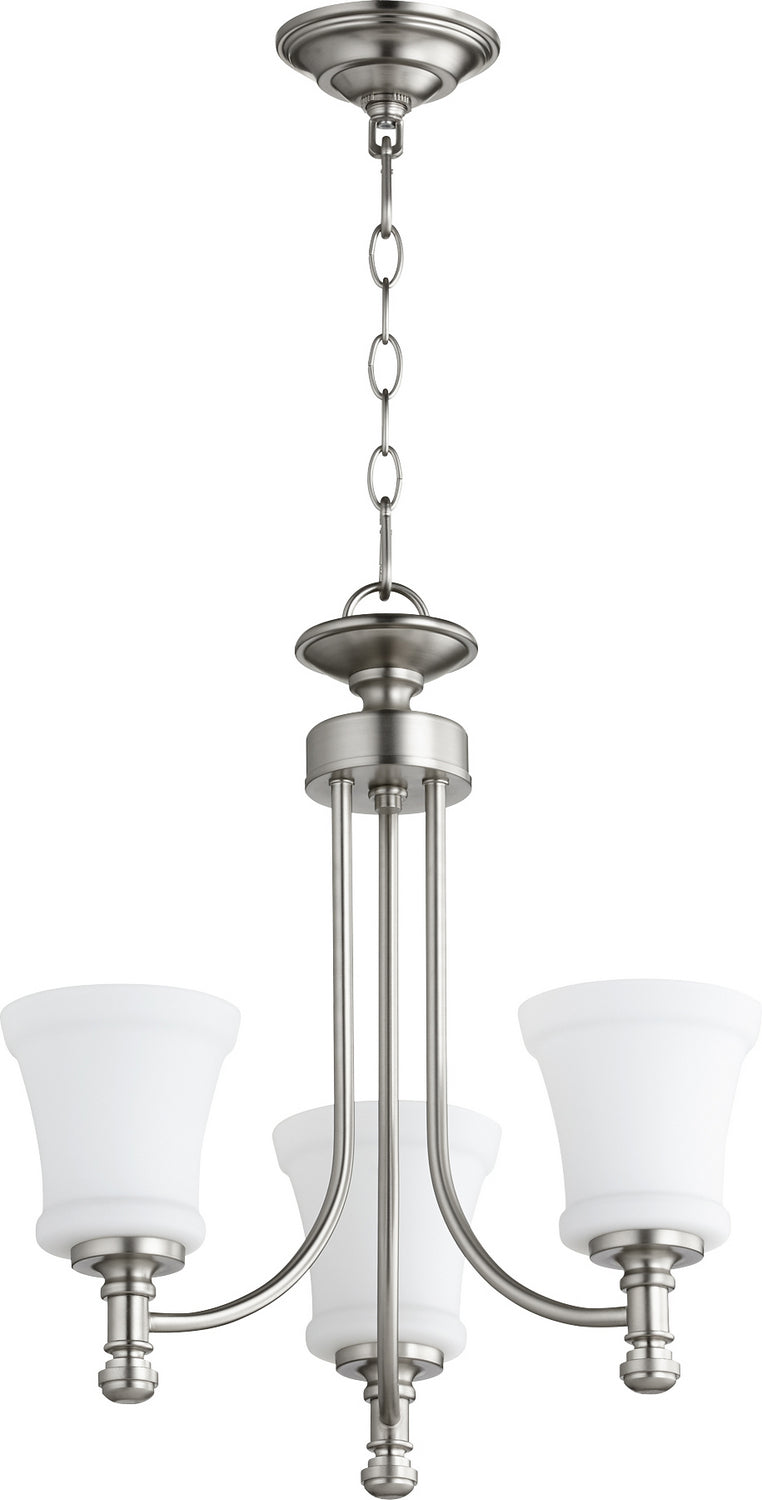 Quorum 6122-3-65 Three Light Chandelier, Satin Nickel